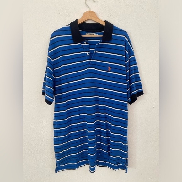 U.S. Polo Assn. 100% Cotton Men’s Blue Striped Polo sz 2XL Big & Tall - Picture 1 of 4